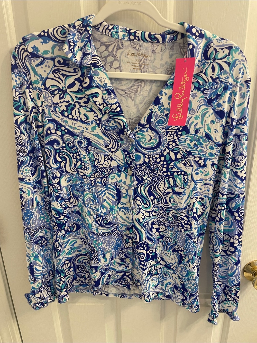 NWT Lilly Pulitzer Ruffle Pajama Button Up Top